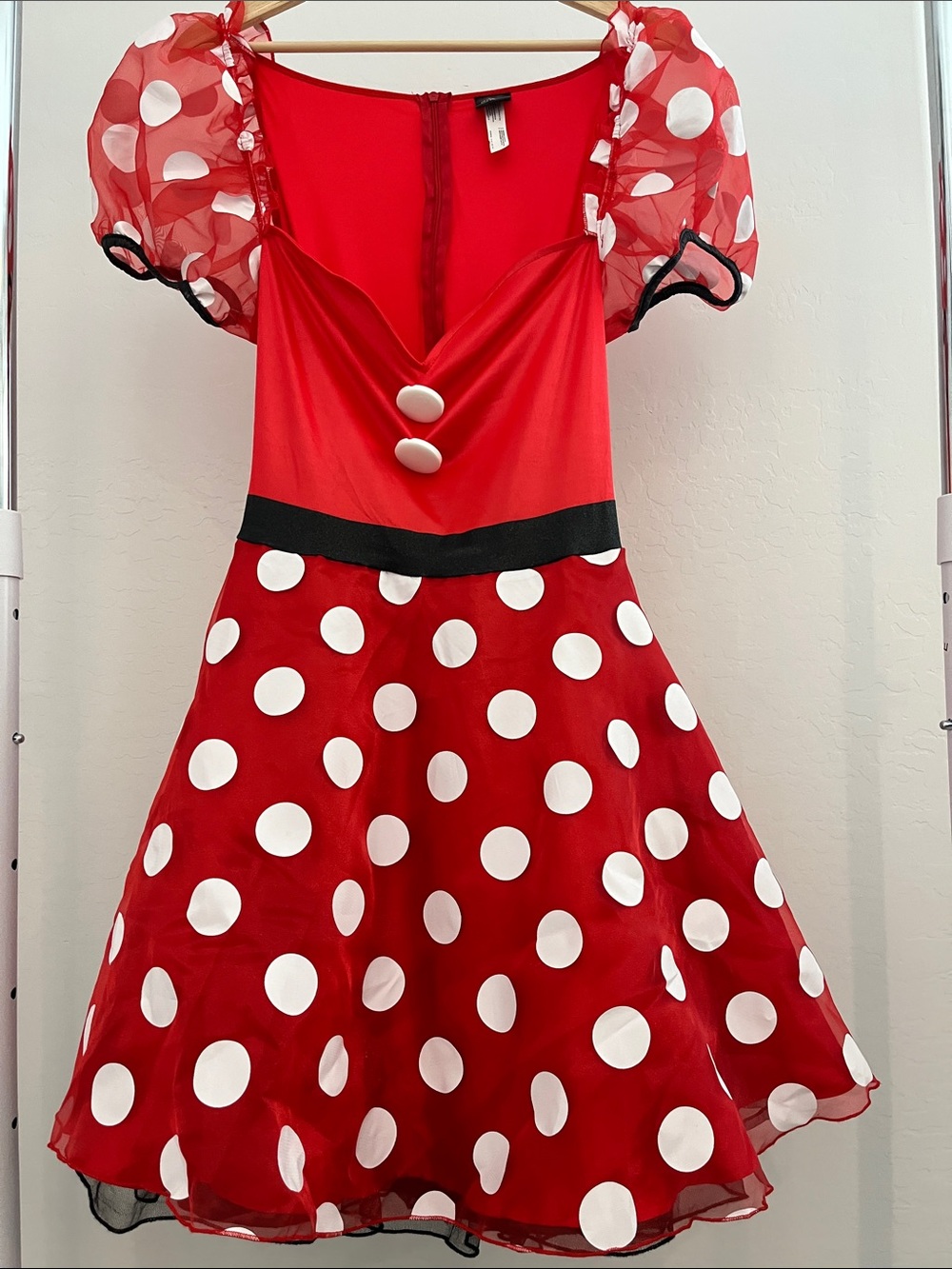 Disney Minnie Mouse Red and White Polka Dot Costume Dress Adult Size 10-12